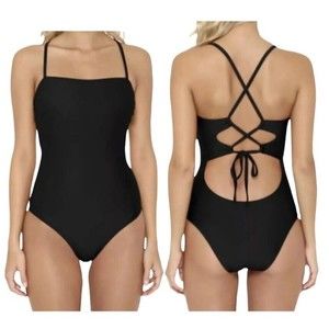 Hot Water swimsuit for Womens Size XL Black Color Crisscross Lace on Back
